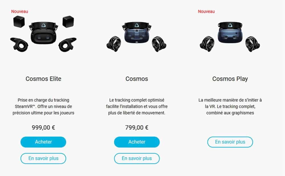 Gamme HTC Vive Cosmos