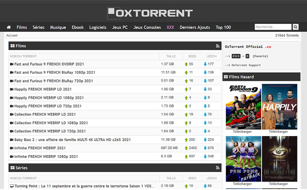 Nouvelle adresse site OxTorrent