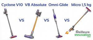 Dyson Cyclone V10 vs V8 Absolute Omni-Glide vs Micro 1,5 : lequel choisir ?