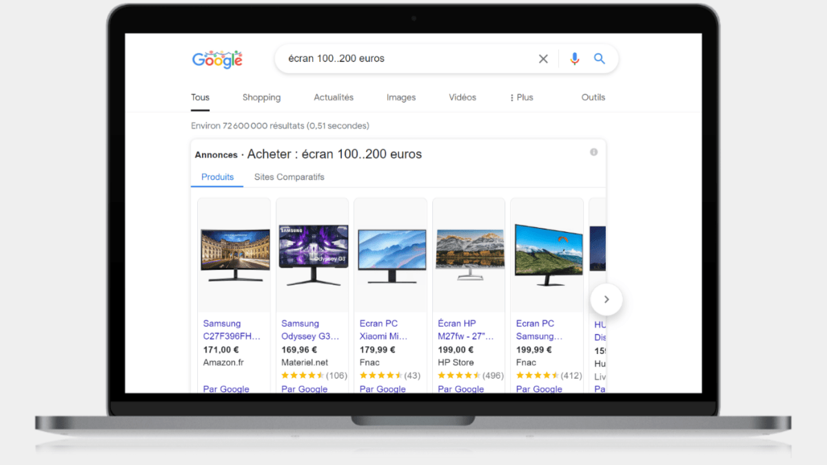 Recherche avec fourchette de prix dans Google