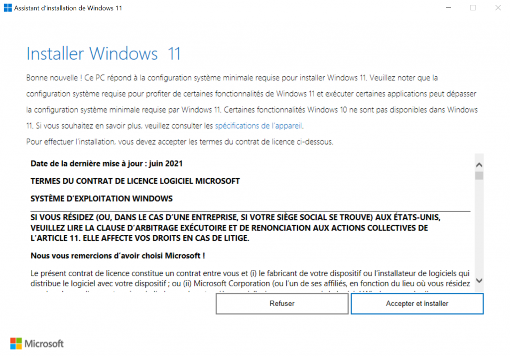 Mise à jour de Windows 10 vers Windows 11
