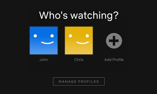 Netflix page d'accueil des profils