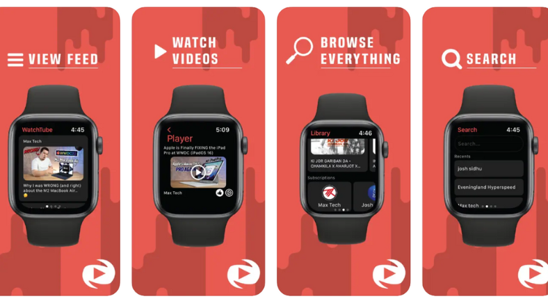 L'application WatchTube sur Apple Watch