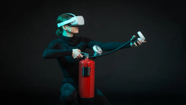Casque VR pour s'entrainer à réagie face aux incendies