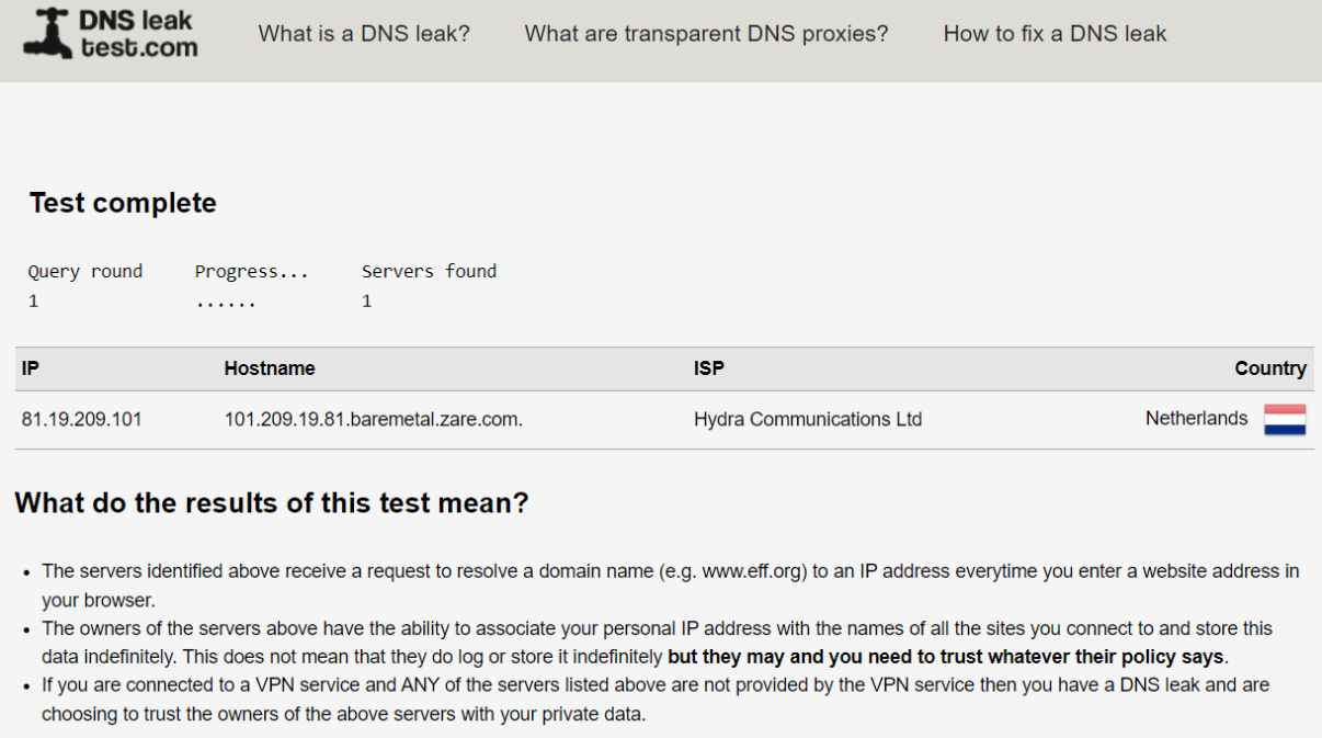 Test Surfshark VPN DNS leak
