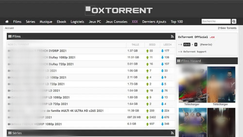 Nouvelle adresse site OxTorrent
