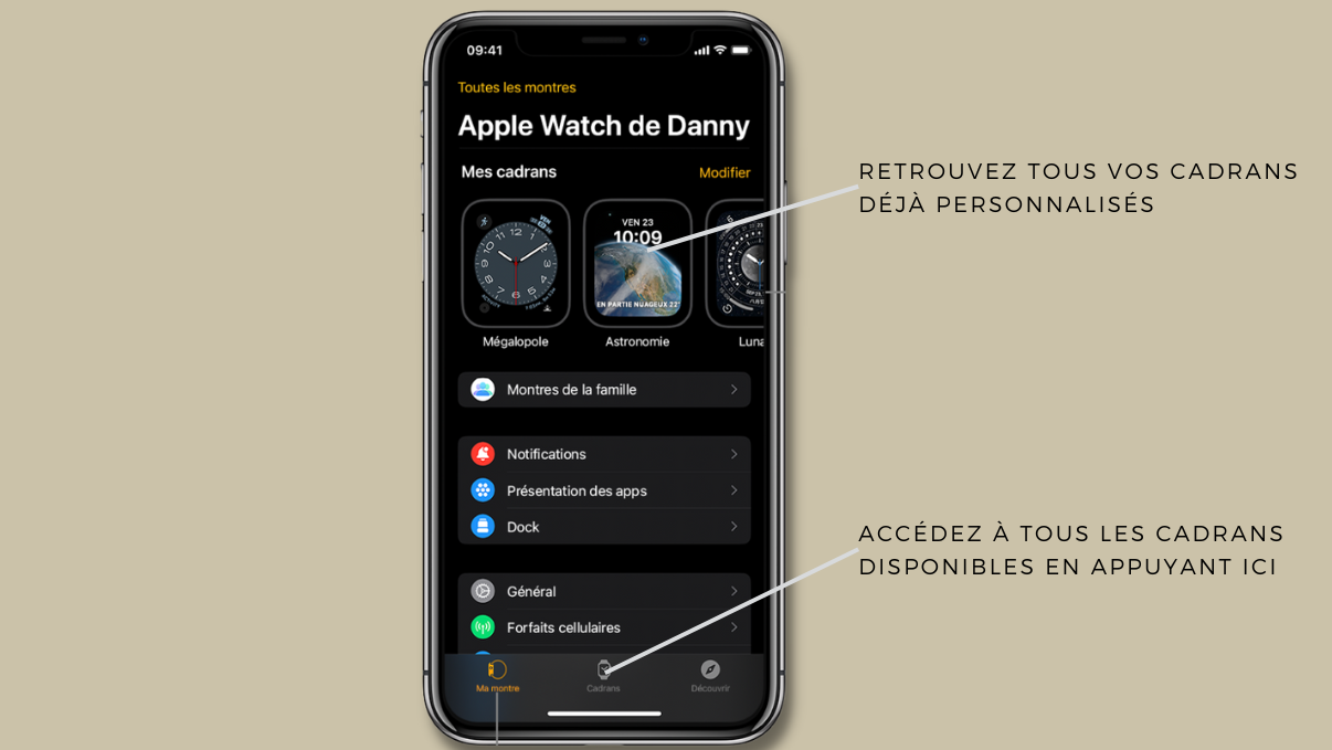 App Apple Watch sur iPhone