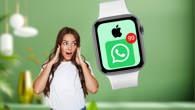 Une femme est surprise de voir l'application WhatsApp sur son Apple Watch