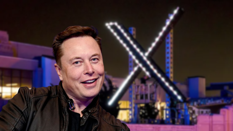 Logo X géant Elon Musk