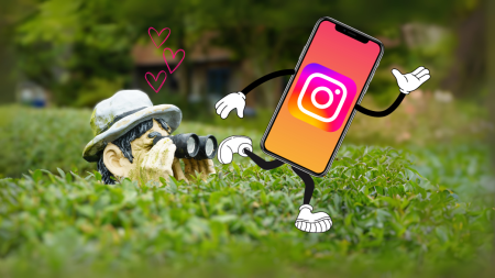 Un homme espionne un compte instagram