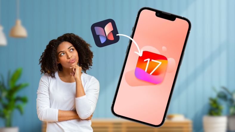 Une femme est intriguée devant la nouvelle application Journal de l'iOS 17.2