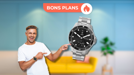Un homme est heureux de la promotion pour la montre scanwatch nova de withings